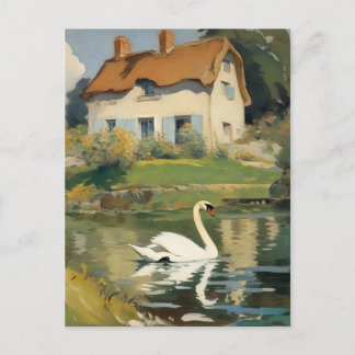 Swan Schwimmen in einem Teich Postkarte