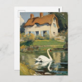 Swan Schwimmen in einem Teich Postkarte (Vorne/Hinten)