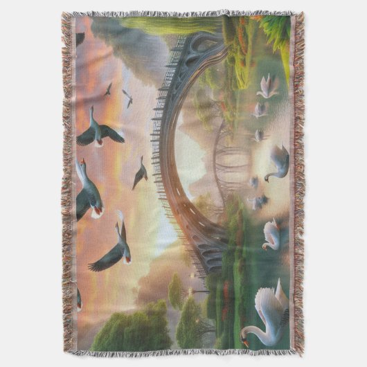 Swan Serenade Woven Throw Decke (Vorderseite Vertikal)