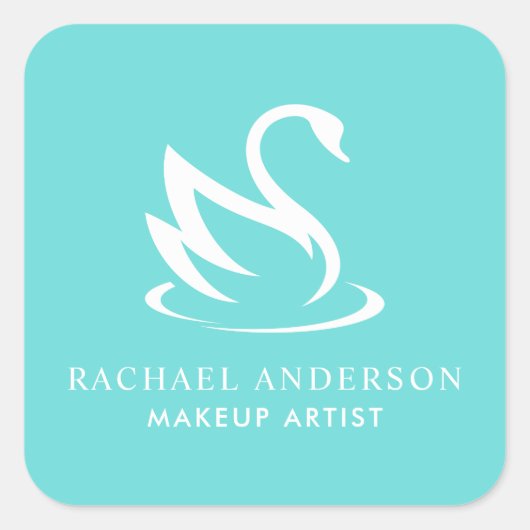 Swan-Silhouette über Robin Egg Blue Quadratischer Aufkleber (Vorderseite)