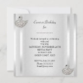 Swan Silver White Elegante Geburtstagsparty Einladung (Rückseite)