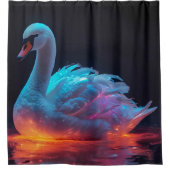 Swan Stached Glass Mosaic Badezimmer Duschvorhang (Vorderseite)