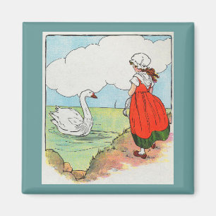 Swan, Swan Over Sea Mother Gänse Kinderzimmer Rhym Magnet