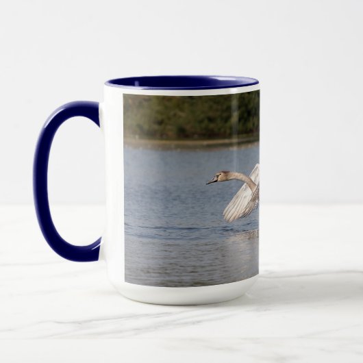 Swan Take-off, Wild-Bird-Foto Tasse (Links)