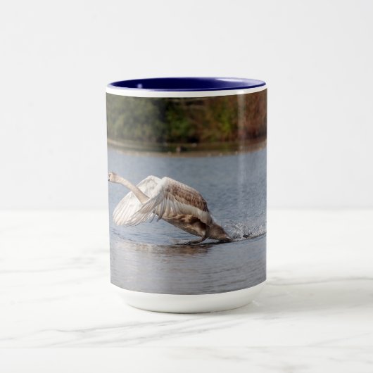 Swan Take-off, Wild-Bird-Foto Tasse (Zentrum)