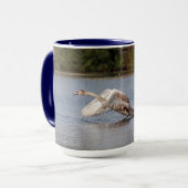 Swan Take-off, Wild-Bird-Foto Tasse (Vorderseite Links)
