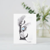 Swan tanzende Frau Ballett Surreal zeichnend Kunst Postkarte (Stehend Vorderseite)