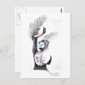 Swan tanzende Frau Ballett Surreal zeichnend Kunst Postkarte (Vorne/Hinten)