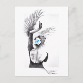Swan tanzende Frau Ballett Surreal zeichnend Kunst Postkarte