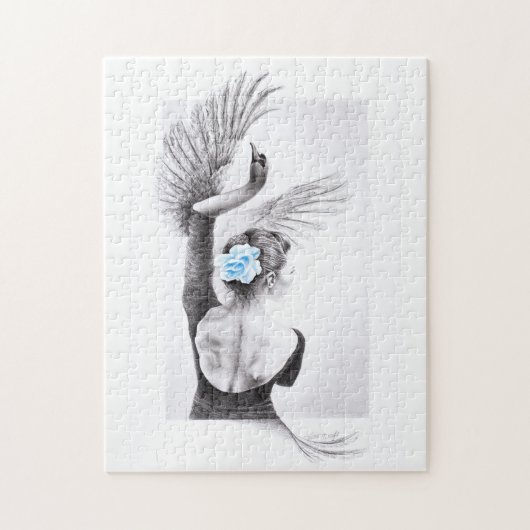 Swan tanzende Frau Ballett Surreal zeichnend Kunst Puzzle (Vertikal)