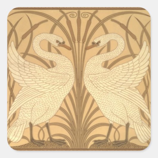 Swan Tapete Design Quadratischer Aufkleber (Vorderseite)