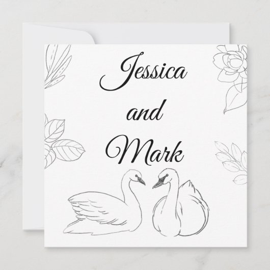Swan Theme Wedding Enclosure Card Einladung (Vorderseite)