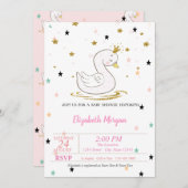 Swan, Tiara, Stars, Princess Baby Dusche Einladung (Vorne/Hinten)