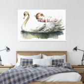Swan und Baby, Babydusche, Babyzimmer, Kunstwerk Leinwanddruck (Insitu (Schlafzimmer))