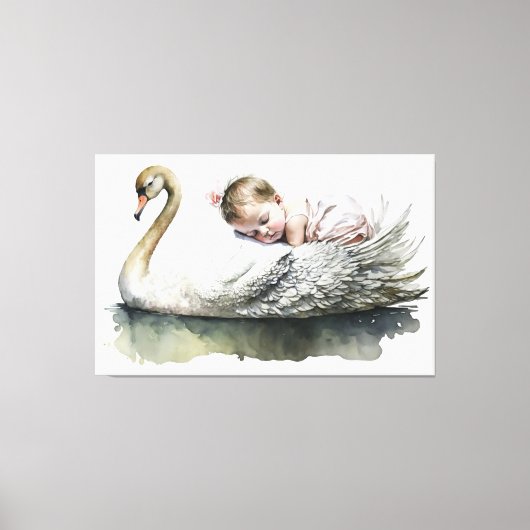 Swan und Baby, Babydusche, Babyzimmer, Kunstwerk Leinwanddruck (Vorderseite)