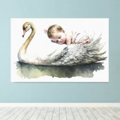 Swan und Baby, Babydusche, Babyzimmer, Kunstwerk Leinwanddruck (Insitu (Holzboden))