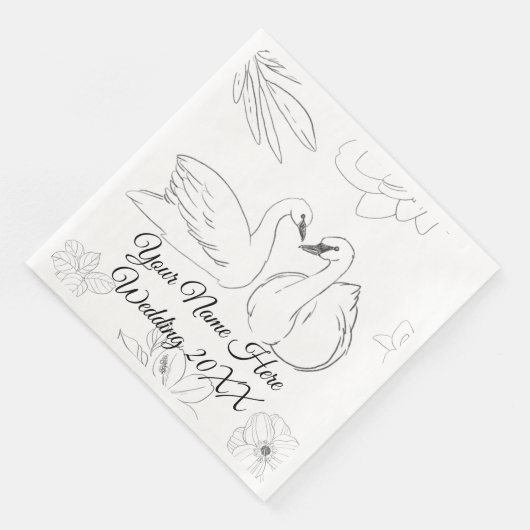 Swan und Botanisch Serviette (Ecke)