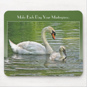 Swan und Cygnet in Wasser Mousepad