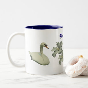 Swan und Hibiskus Blume Personalisiert Zweifarbige Tasse