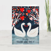 SWAN und NUR Valentine Liebe Whimsical Birds Karte (Vorderseite)
