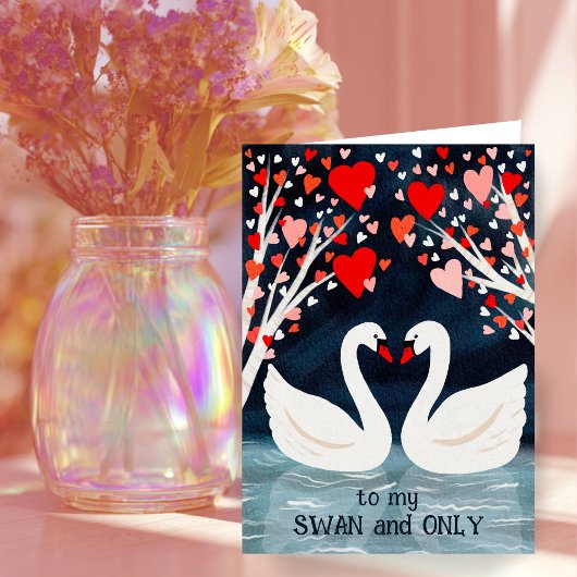 SWAN und NUR Valentine Liebe Whimsical Birds Karte