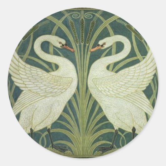 Swan und Rush Art Nouveau Sticker (Vorderseite)