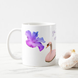 Swan und Single Hibiskus Blume Personalisiert Kaffeetasse