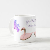 Swan und Single Hibiskus Blume Personalisiert Kaffeetasse (Vorderseite Links)