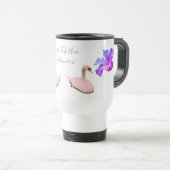 Swan und Single Hibiskus Blume Personalisiert Reisebecher (VorderseiteRechts)