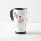 Swan und Single Hibiskus Blume Personalisiert Reisebecher (Vorderseite Links)