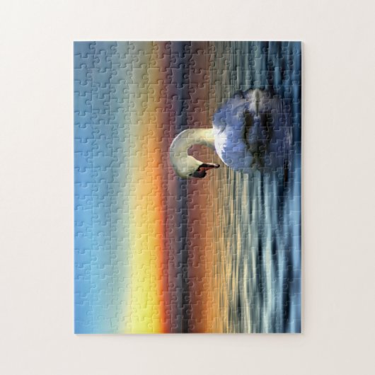 Swan und Sunset Beautiful Serene Puzzle (Vertikal)