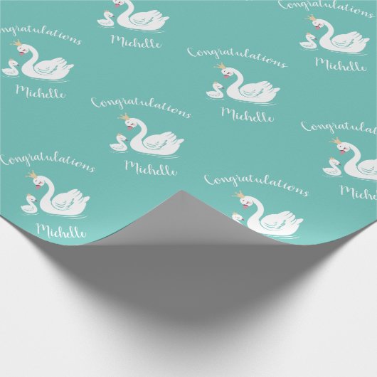 Swan Vintag Baby Shower Geschenkpapier (Ecke)