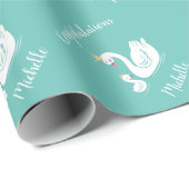 Swan Vintag Baby Shower Geschenkpapier (Rolleneckpunkt)