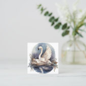 Swan Watercolor Quadratische Visitenkarte (Stehend Vorderseite)