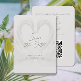 Swan Wedding 12x18 Save the Date QR Code Card