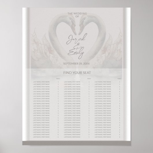 Swan Wedding Chart Poster (Vorne)