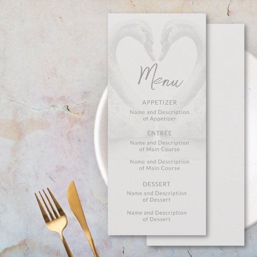 Swan Wedding Flat Menu Menükarte