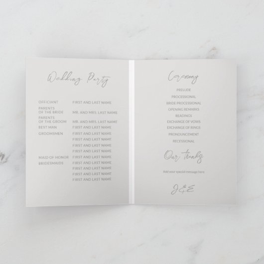 Swan Wedding Folded Program Programm (Innenseite)