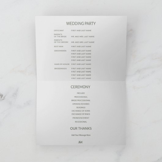 Swan Wedding Folded Program Programm (Innenseite)