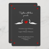 Swan Wedding mit Grau Einladung (Vorne/Hinten)