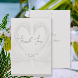 Swan Wedding Monogram Danke-Karte Dankeskarte