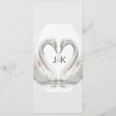 Swan Wedding Monogram Flat Menu Menükarte (Rückseite)