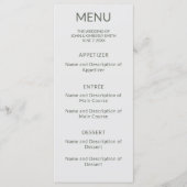 Swan Wedding Monogram Flat Menu Menükarte (Vorderseite)