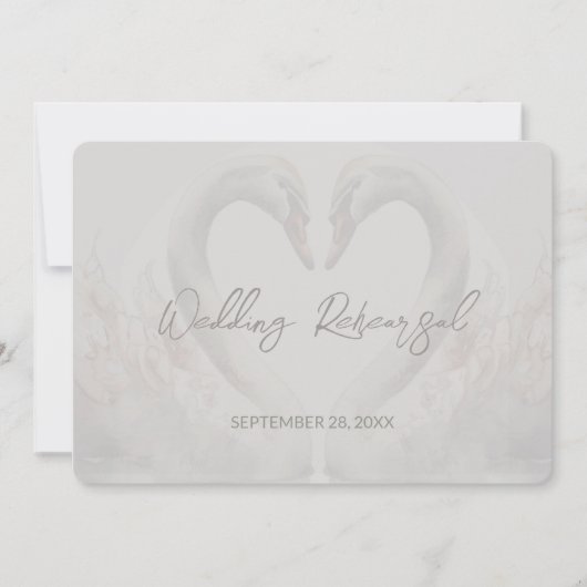 Swan Wedding Probe Dinner Einladung (Vorderseite)