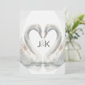 Swan Wedding Probe Dinner Einladung (Stehend Vorderseite)