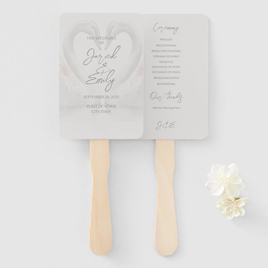 Swan Wedding Program Fächer (Vorne und Hinten)