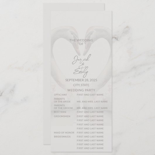 Swan Wedding Program | Voll Einladung (Vorne/Hinten)
