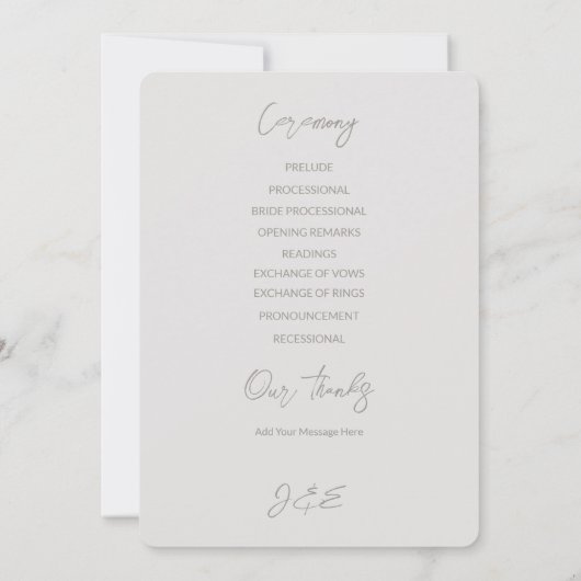 Swan Wedding Program | Voll Einladung (Rückseite)