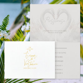 Swan Wedding RSVP Meal Choice Foil Card Folienkarte