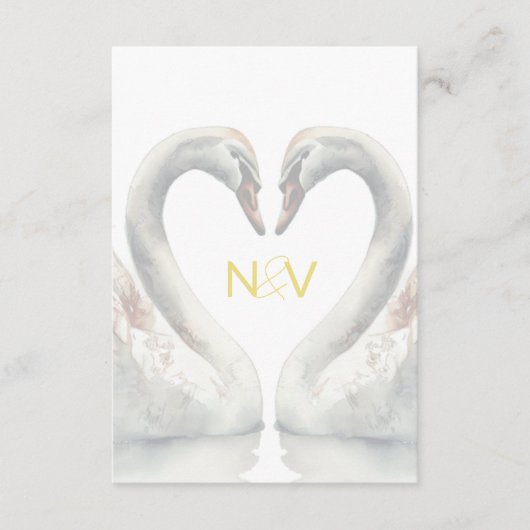 Swan Wedding RSVP QR Code Card Begleitkarte (Vorderseite)